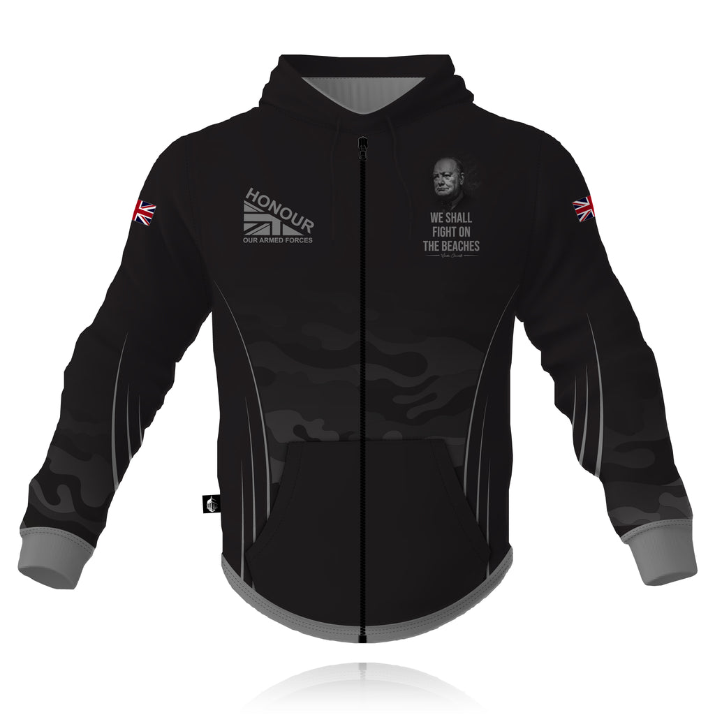 Winston Churchill "We Shall Fight on the Beaches" - Full Zip Tech Hoodie