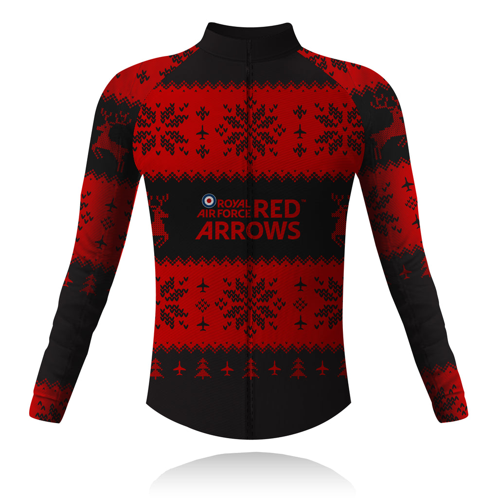 Red Arrows Christmas Jumper Black Red Long Sleeve Cycling Shirt Knight Sportswear