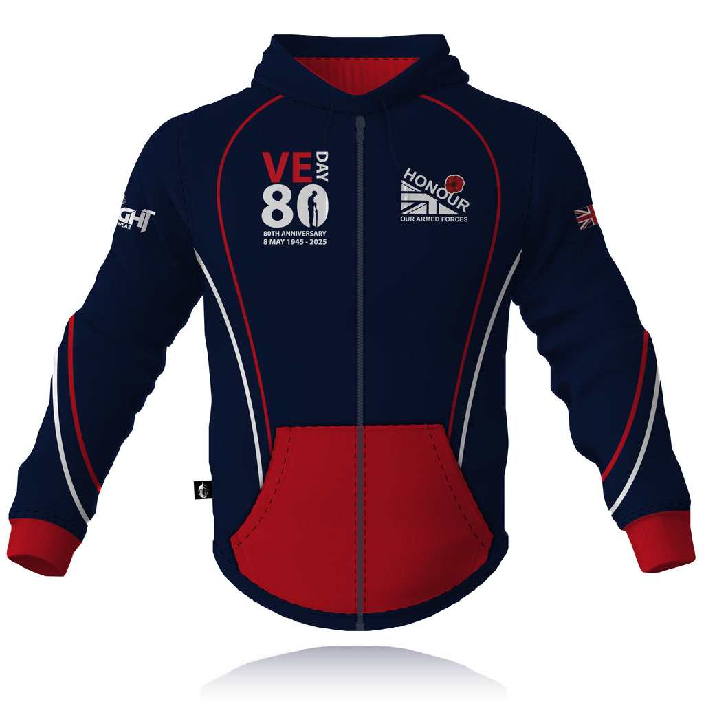 Honour Our Armed Forces - VE-DAY 80 - Full Zip Embroidered Hoodie