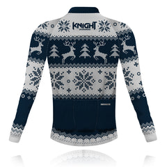 Christmas Jumper Navy/White - Long Sleeve Cycling Shirt