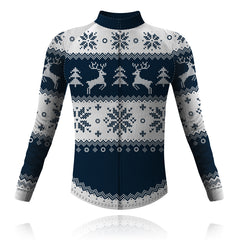 Christmas Jumper Navy/White - Long Sleeve Cycling Shirt